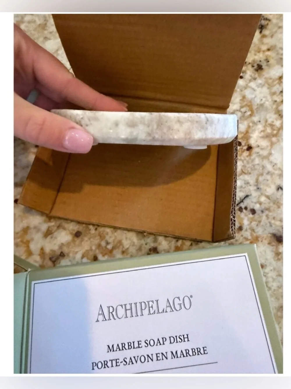NIB Archipelago Natural Beige Marble Soap Dish
